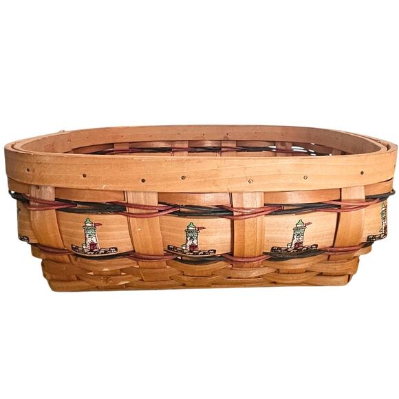 Lighthouse Country Woven Collection Grand Nautical Coastal Rectangular Basket - Picture 1 of 6